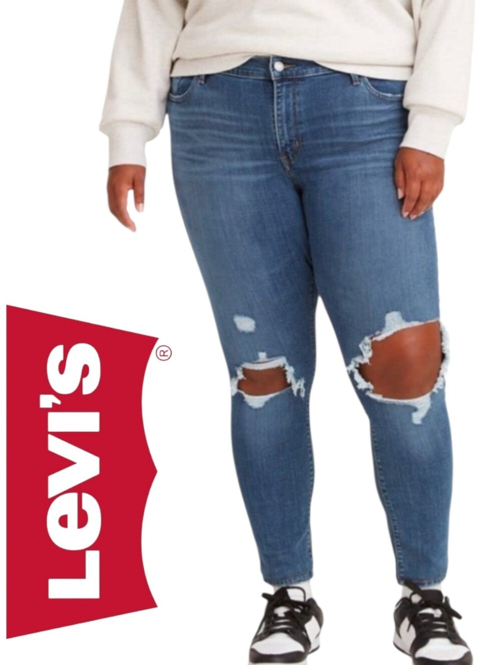 Levi's 711 Distressed Skinny Medium Wash Plus Size 26W